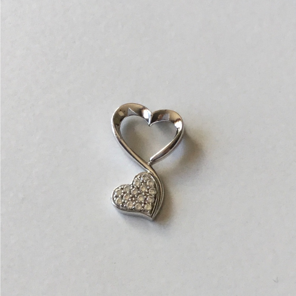 7/8” Sterling Silver 925 Double Heart Pendant Stamped with Maker’s Mark